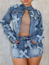 Cross Denim Jacket & Skirt Set Ins Street